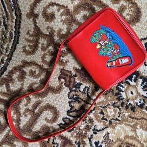 Vintage Red Vinyl Ketchup Purse Bag Faux Vegan Leather Kids Retro 60s 70s